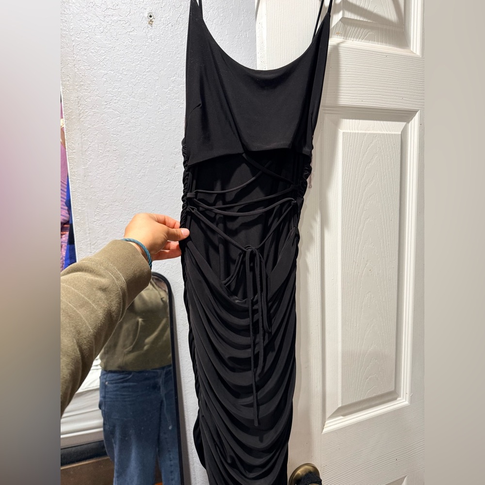 Elegant Black Ruched Dress